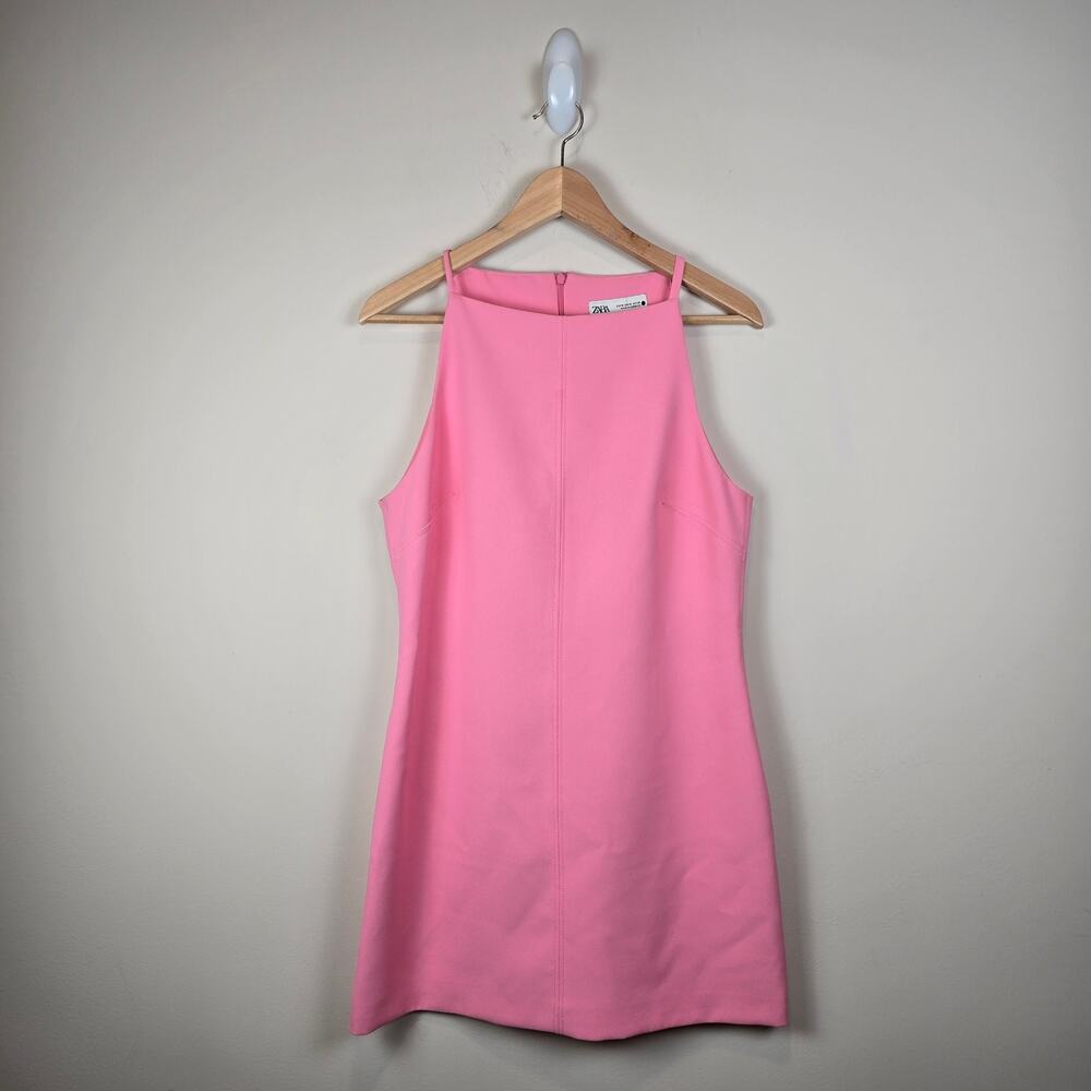 Zara Collection Short Mini Dress Size M Pink Shift Style Polyester 7954/281